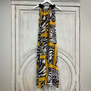 Zebra Print Maxi Top with Yellow Accents